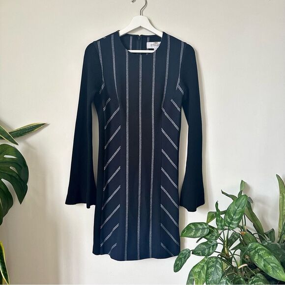 Derek Lam 10 Crosby Navy Blue Striped Mini Knitted Dress Size 6 - Picture 1 of 5
